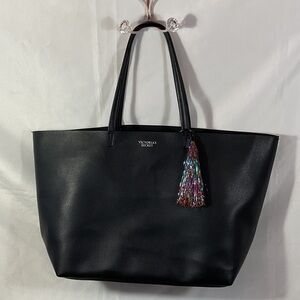 Victoria's Secret Black Tote with Multicolor Tassel Accent
